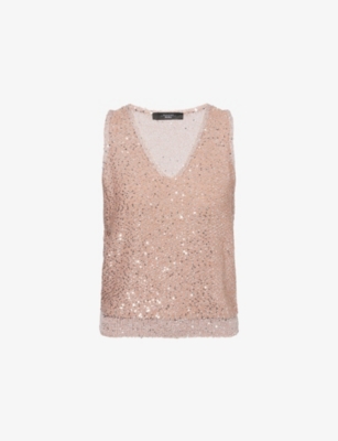 WEEKEND MAX MARA: Sequin-Knit V-Neck Top