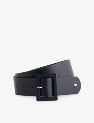 Weekend Max Mara Omens Ultramarine Logo-hardware Square-buckle Leather Belt In Blue
