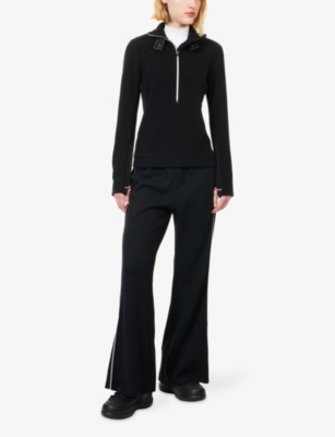 Moncler Womens  Grenoble High-neck Thumbhole Stretch-fleece Sweatshirt In Black