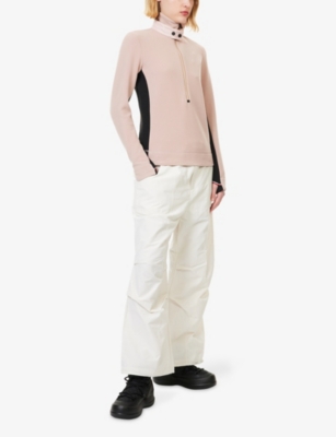 Moncler Womens  Grenoble High-neck Thumbhole Stretch-fleece Sweatshirt In Pink