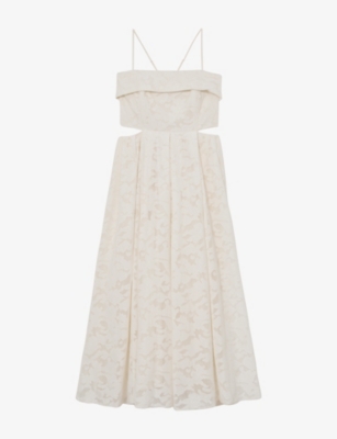 Womens Reiss Sian Cut-Out Cotton-Blend Maxi Dress