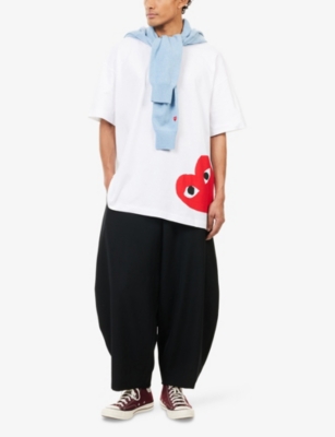 COMME DES GARCONS PLAY: Heart-Print Oversized Cotton-Jersey T-Shirt
