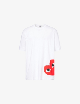 COMME DES GARCONS PLAY: Heart-Print Oversized Cotton-Jersey T-Shirt