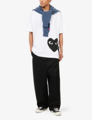COMME DES GARCONS PLAY: Heart-Print Oversized Cotton-Jersey T-Shirt