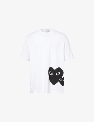 COMME DES GARCONS PLAY: Heart-Print Oversized Cotton-Jersey T-Shirt