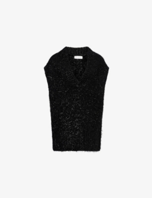 Dries Van Noten Womens Black Trea Sleeveless Wool-blend Knit Jumper Xs