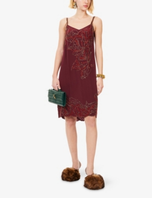 DRIES VAN NOTEN: Denta Embellished Silk Mini Dress