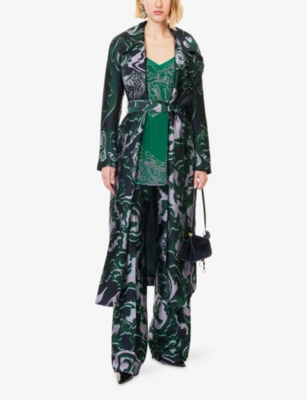Dries Van Noten Womens Dark Green Rolanas Jacquard Woven Trench Coat In Green