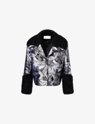 Dries Van Noten Womens Black Vondas Floral Jacquard Woven Jacket Xs In Black
