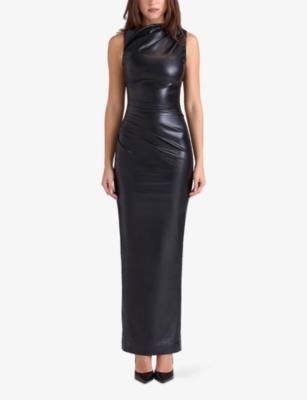 House Of Cb Womens Black Maya Sleeveless Faux-leather Maxi Dress In Black