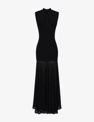 House Of Cb Womens  Raphaella Sleeveless Stretch-crepe Maxi Dress In Black
