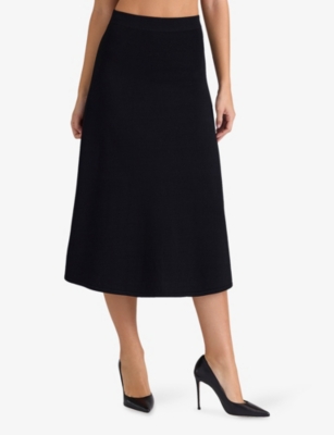 House Of Cb Womens Black Asti A-line Stretch-woven Midi Skirt In Black
