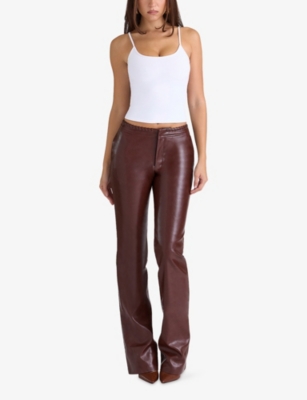 HOUSE OF CB: Adara Flared-Leg Faux-Leather Trousers