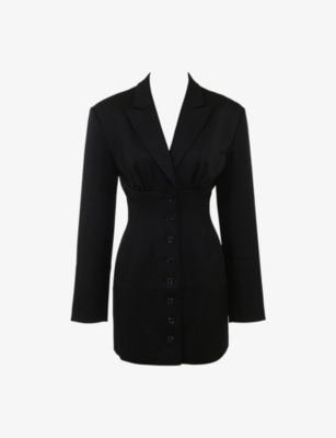HOUSE OF CB: Georgia Oversized-Shoulder Stretch-Woven Blazer Dress