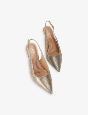 Carvela Womens Gold Corletta Woven Heeled Slingback Courts Eur 39 / 6 Uk In Gold