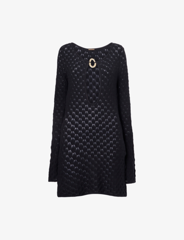 Havana Plunge Crochet Knit Mini Dress