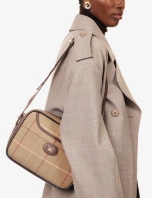 RESELFRIDGES: Pre-Loved Burberry Check Canvas Crossbody Bag