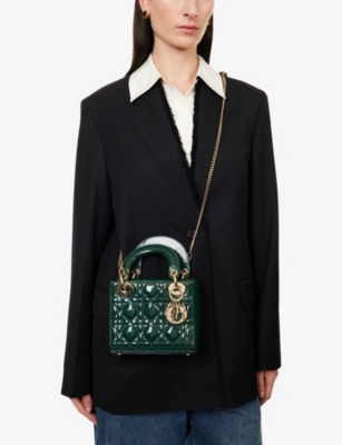 RESELFRIDGES: Pre-loved Dior Mini Patent Cannage Lady Dior Satchel