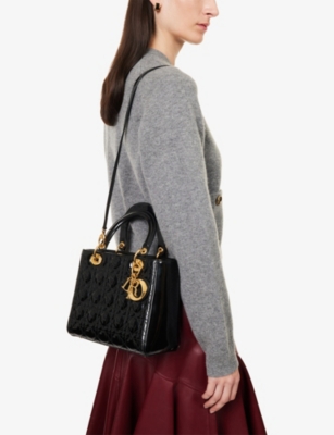 RESELFRIDGES: Pre-loved Medium Patent Cannage Lady Dior Cross Body Bag