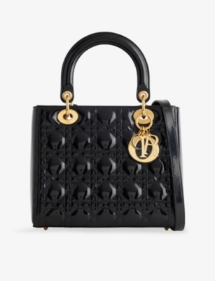 RESELFRIDGES: Pre-loved Medium Patent Cannage Lady Dior Cross Body Bag