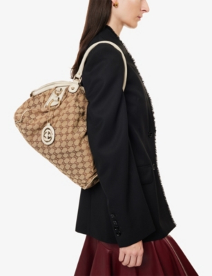 RESELFRIDGES: Pre-Loved Gucci GG Canvas Sukey Satchel