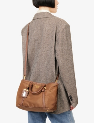 RESELFRIDGES: Pre-Loved Prada Vitello Daino Trimmed Tessuto Leather Satchel