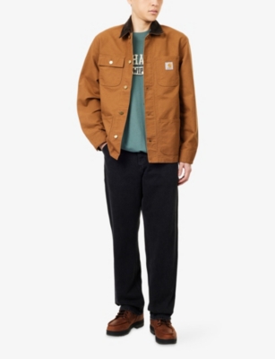 Carhartt Mens  Wip Heavy Duty Brand-print Cotton-jersey T-shirt In Green