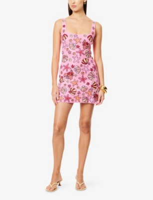 OCEANUS: Disney x Oceanus Hand-Beaded Mesh Mini Dress