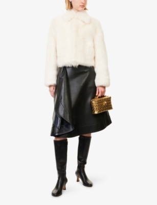 Bottega Veneta Womens Off White Cropped Regular-fit Fur Jacket In White