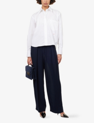 Victoria Beckham Womens White Relaxed-fit Cropped Cotton-poplin Shirt In White