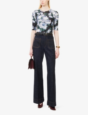 Victoria Beckham Womens  Alina Wide-leg Denim Jeans