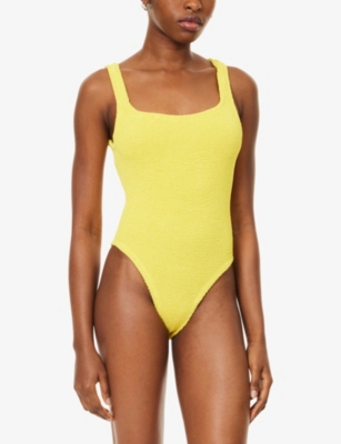 Hunza G Womens Sunflower Square Neck Swimsuit In Yellow