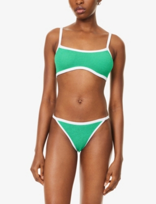 Hunza G Womens Emerald/white Tyler Bikini Set In Green