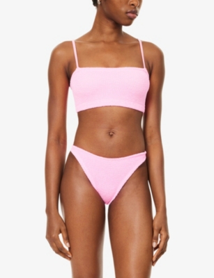 Hunza G Womens  Gigi Seersucker Bikini Set In Pink