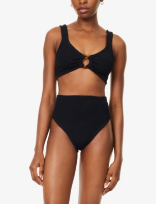 Hunza G Womens Black Nadine Seersucker Bikini Set In Black