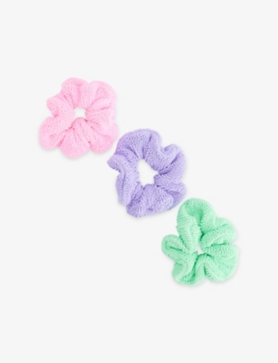 HUNZA G: Seersucker Stretch-Woven Scrunchie Pack of Three