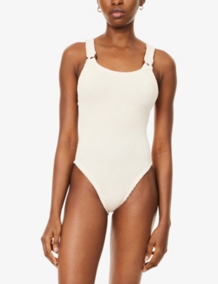 Hunza G Womens Blush Domino Ring-hardware Swimsuit In Neutral