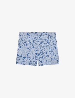 Reiss Mens Airforce Blue Fallow Paisley-print Swim Shorts