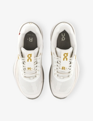 On Mens The Roger Pro Ace Faux-leather Low-top Trainers Ivory Fog Eur 43.5 / 9.5 Uk In White