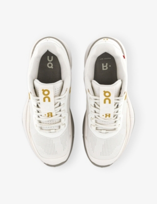 On Womens The Roger Pro Ace Faux-leather Low-top Trainers Ivory Fog F Eur 37 / 4 Uk In White