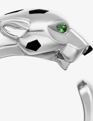 Cartier White Gold Panthère De  18ct White-gold, Onyx And Tsavorite Garnets Ring In Gold