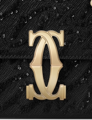 Cartier Womens Black Double C De  Leather Shoulder Bag In Black