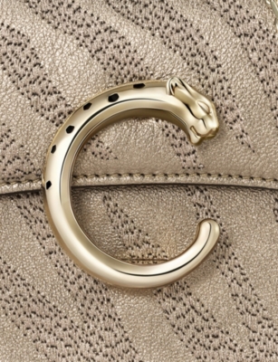 Cartier Womens Golden Panthère C De  Small Leather Shoulder Bag In Neutral