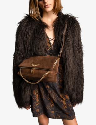 Zadig & Voltaire Womens Wood Rocky Ii Suede Cross-body Bag In Brown