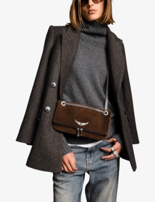 Zadig & Voltaire Womens Rock Ii Leather Clutch Wood In Brown