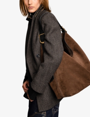 Zadig & Voltaire Womens Zadig&voltaire Jane Hobo Xl Suede Shoulder Bag In Brown