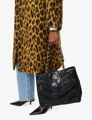 Valentino Womens Nero Laseine Leather Tote Bag In Black