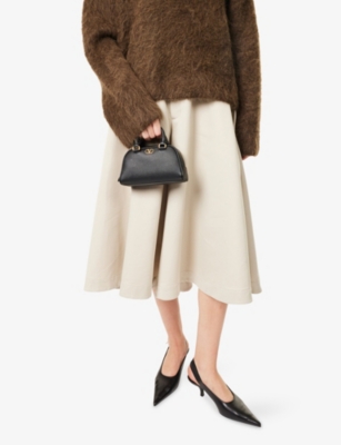 Valentino Womens Nero Vlogo Bowling Mini Leather Top Handle Bag In Black