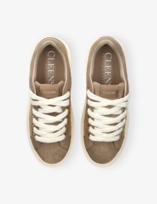 CLEENS: Ace Embroidered Suede Trainers