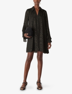 WHISTLES: Metallic Spot-Print Woven Mini Dress